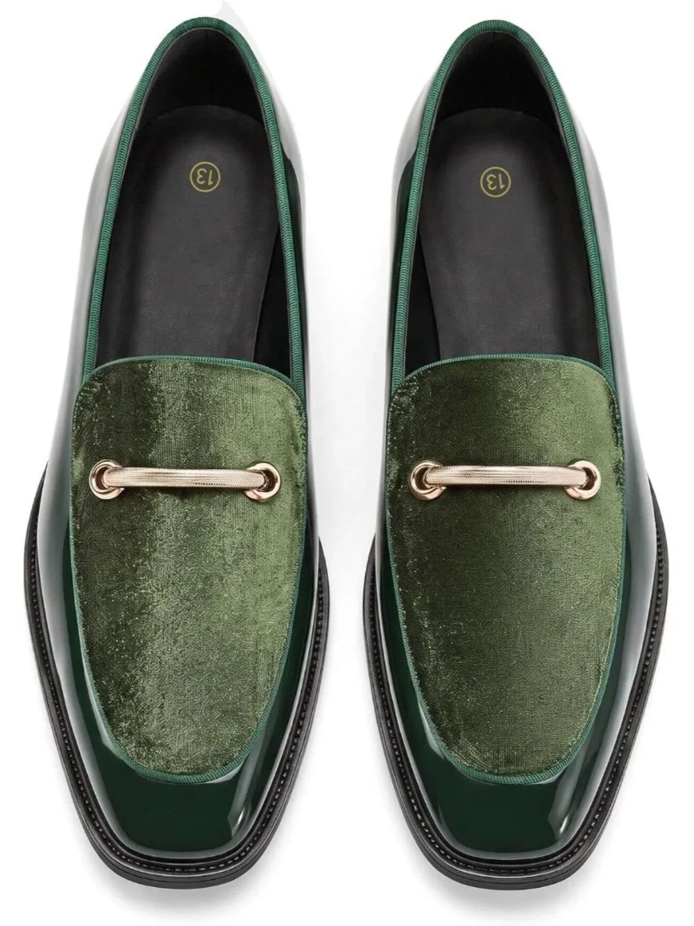 Men's Green Patent Leather Business Party Prom Formal Dress Shoes Loafers